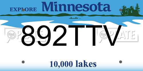 892TTV Minnesota License Plate