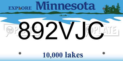 892VJC Minnesota License Plate