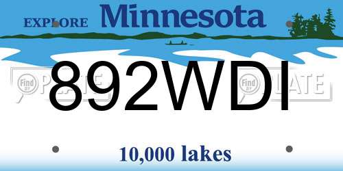 892WDI Minnesota License Plate
