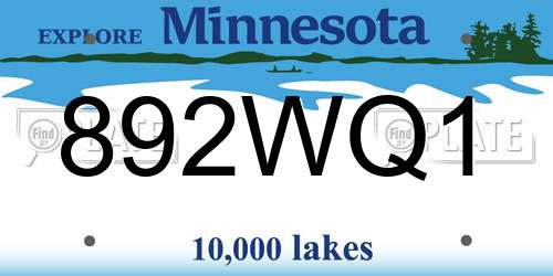 892WQ1 Minnesota License Plate