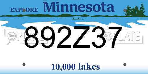 892Z37 Minnesota License Plate