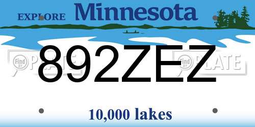 892ZEZ Minnesota License Plate