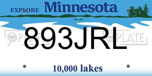 893JRL Minnesota License Plate
