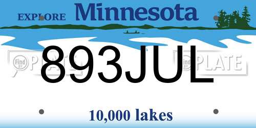 893JUL Minnesota License Plate