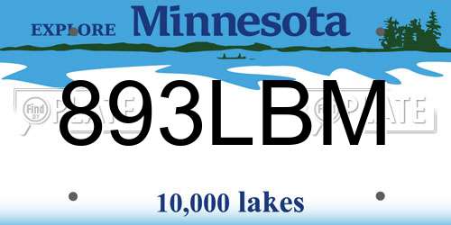 893LBM Minnesota License Plate
