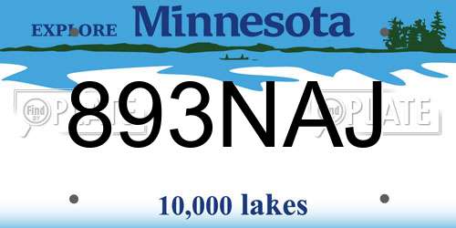 893NAJ Minnesota License Plate