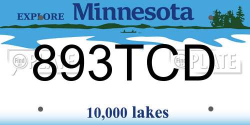 893TCD Minnesota License Plate