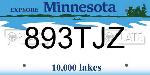 893TJZ Minnesota License Plate