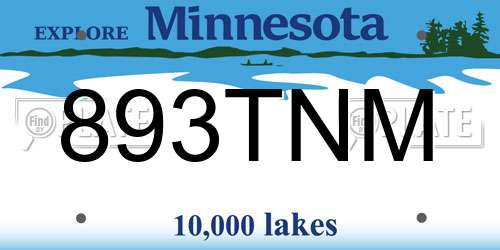 893TNM Minnesota License Plate