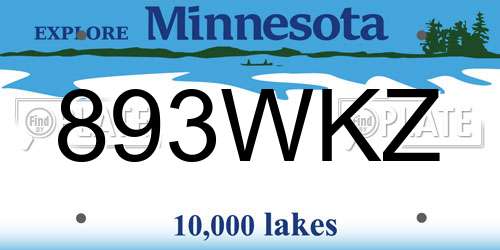 893WKZ Minnesota License Plate