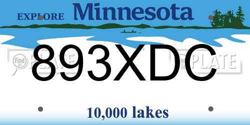 893XDC Minnesota License Plate