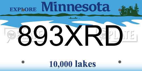 893XRD Minnesota License Plate