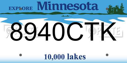 8940CTK Minnesota License Plate