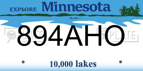 894AHO Minnesota License Plate