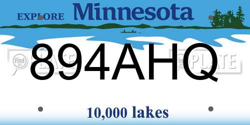 894AHQ Minnesota License Plate