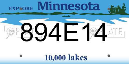 894E14 Minnesota License Plate