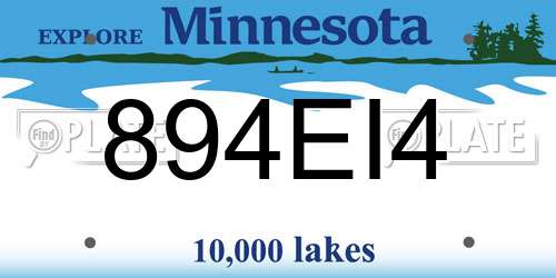 894EI4 Minnesota License Plate