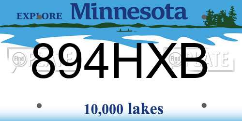 894HXB Minnesota License Plate