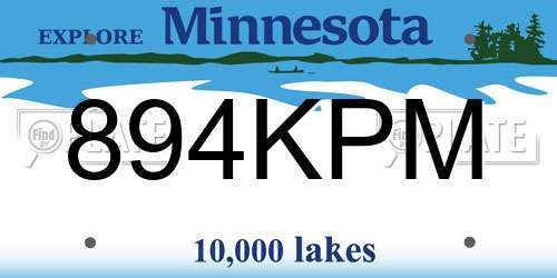 894KPM Minnesota License Plate