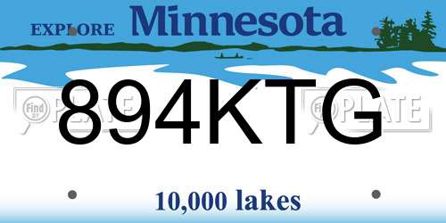 894KTG Minnesota License Plate
