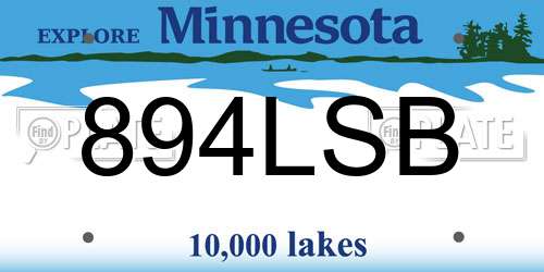 894LSB Minnesota License Plate
