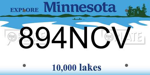 894NCV Minnesota License Plate