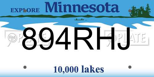 894RHJ Minnesota License Plate