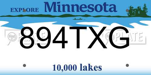 894TXG Minnesota License Plate