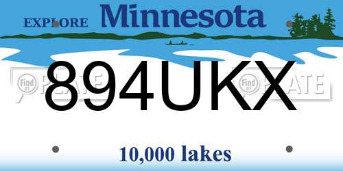 894UKX Minnesota License Plate