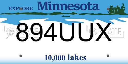 894UUX Minnesota License Plate