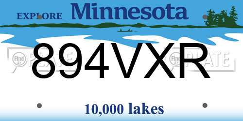 894VXR Minnesota License Plate