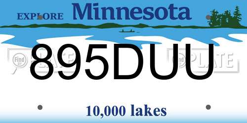 895DUU Minnesota License Plate