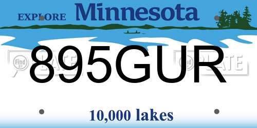 895GUR Minnesota License Plate