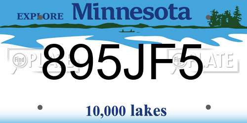 895JF5 Minnesota License Plate