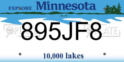 895JF8 Minnesota License Plate