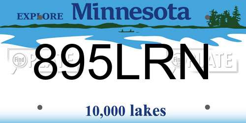 895LRN Minnesota License Plate