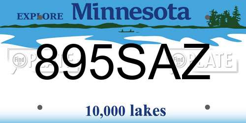 895SAZ Minnesota License Plate