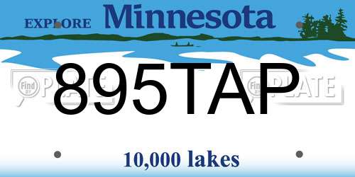 895TAP Minnesota License Plate