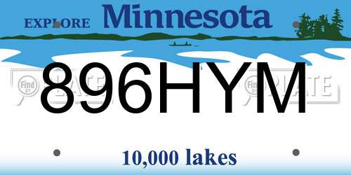 896HYM Minnesota License Plate