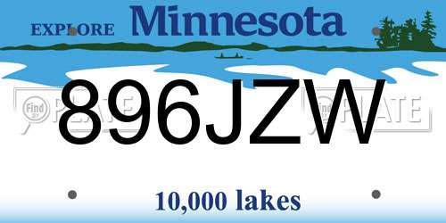 896JZW Minnesota License Plate