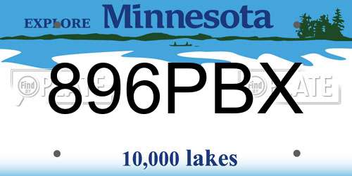 896PBX Minnesota License Plate