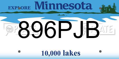 896PJB Minnesota License Plate