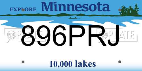 896PRJ Minnesota License Plate