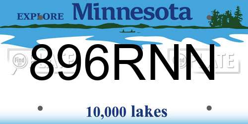 896RNN Minnesota License Plate