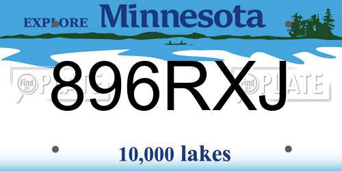 896RXJ Minnesota License Plate
