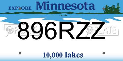 896RZZ Minnesota License Plate
