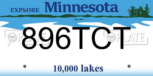 896TCT Minnesota License Plate