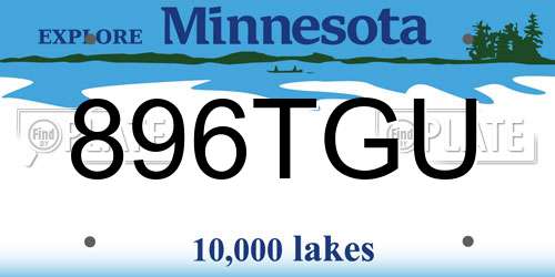 896TGU Minnesota License Plate