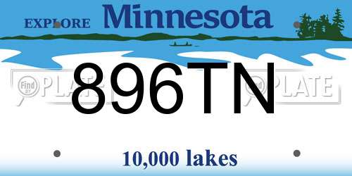 896TN Minnesota License Plate