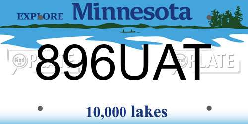 896UAT Minnesota License Plate